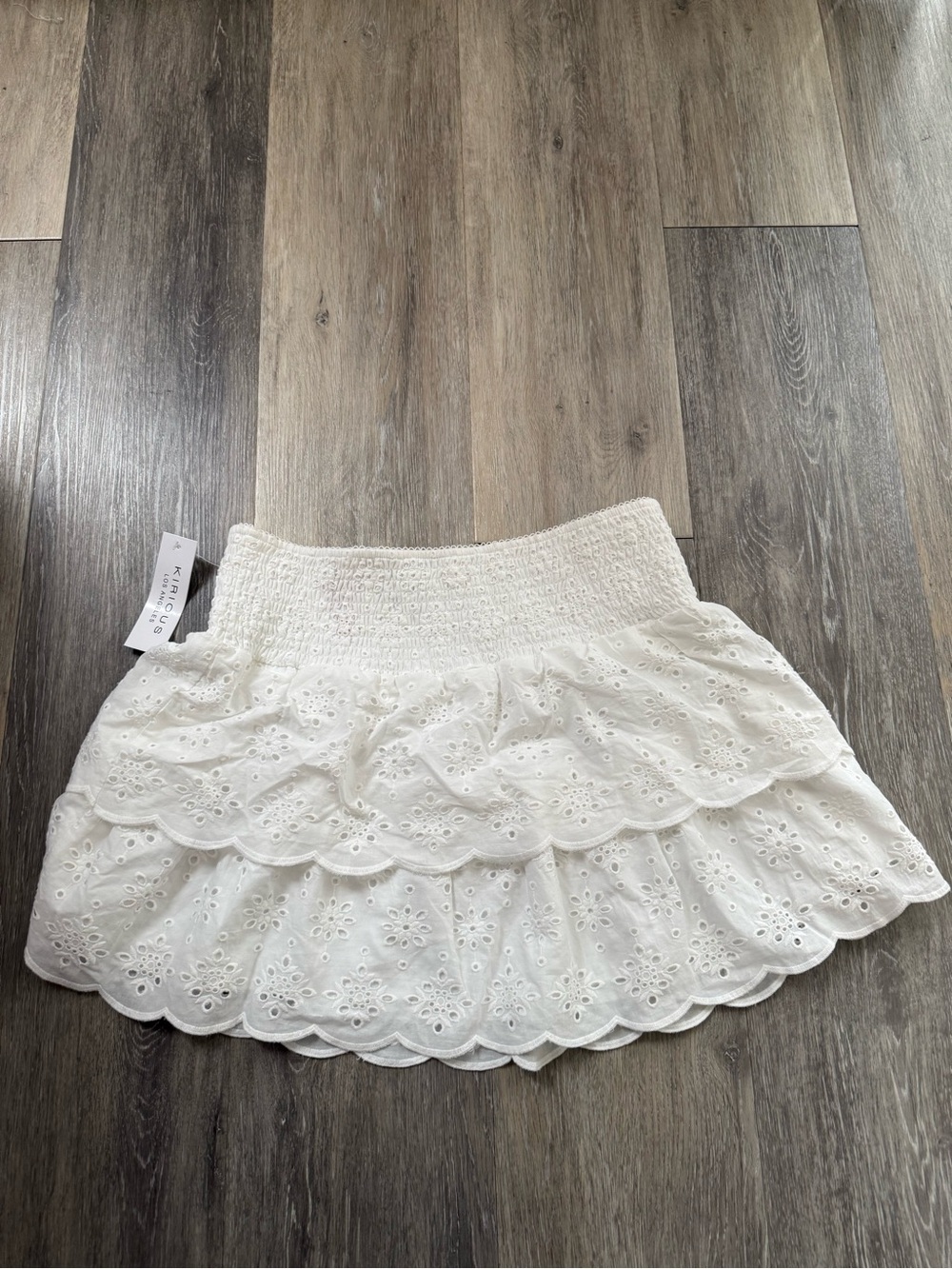 White Eyelet Tiered Mini Skirt